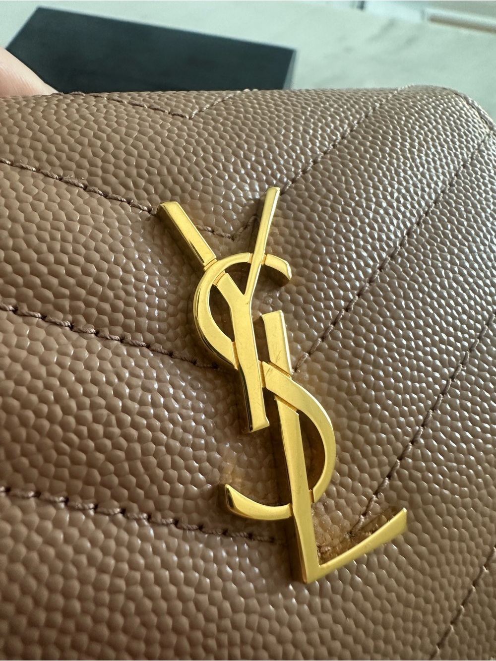 Saint Laurent Small Quilted Wallet in Tan/Beige with Gold YSL Logo - Picture 3 of 11